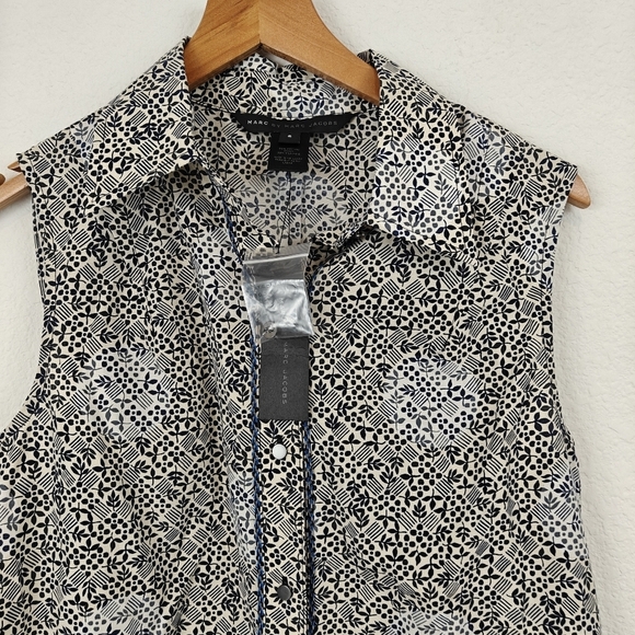 Marc By Marc Jacobs NWT Ink Multi Color Sleeveless Button Up Silk Blend Top S - Picture 6 of 12